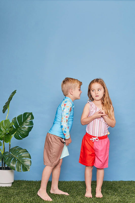 Kids Long Sleeve Rash Guard | Ocean Glass Aqua Green | Recycled Fabric | UPF 50+