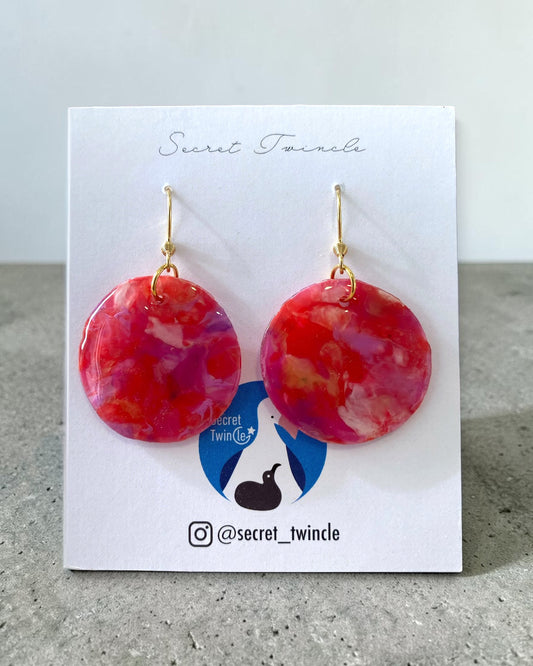Round Dangle Earrings│Recycled Bottle Caps│Two Colours