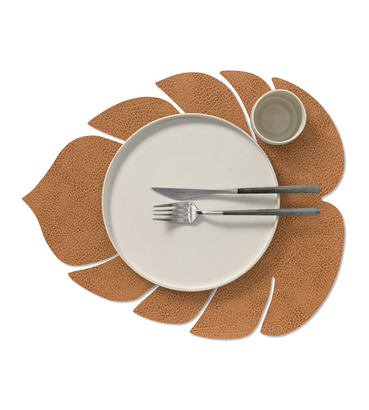 Recycled Leather Table Mat 4pk - Monstera | Nupo | Handcrafted Denmark