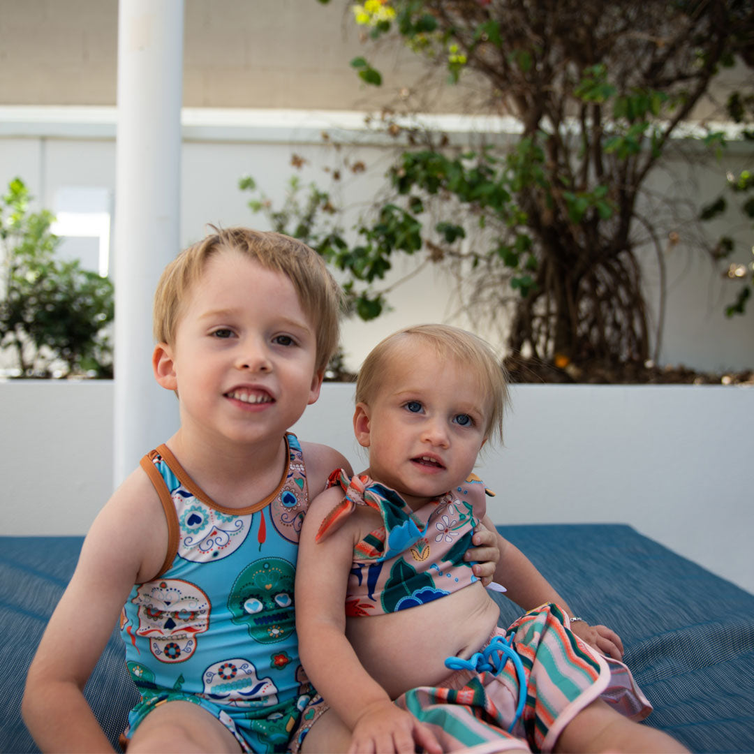 Kids Racer Back Kneesuit Zootie - Skulls Calaveras | Terracotta