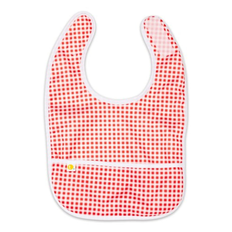 Baby Bib Tyoub Stay-dry Waterproof Fabric– Red White Gingham Check. For baby feeding and eating, bib covers chest area, keeping baby clean after mealtime. Comfortable with a strong Velcro tab to ensure a comfortable and secure fit, but easy for carer to remove. Gentle and soft on baby skin. Safe and secure our bibs are BPA-free, phthalate-free, PVC-free and lead-free. Unisex design fits infant, baby, toddler boys and girls from 6 months to 24 months.