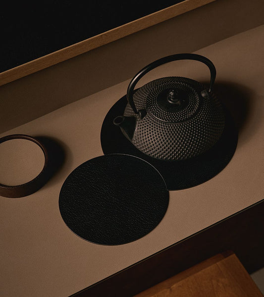 recycled leather trivet mat for hot tableware and serving dishes