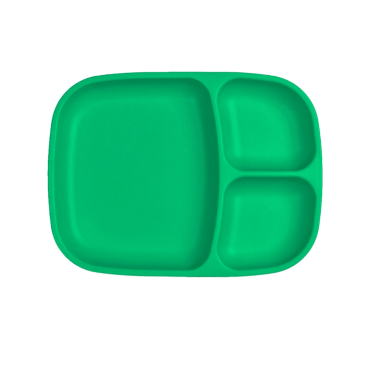 Single Re-Play recycled plastic divided tray with multiple food compartments and deep walls on a clean white background, available in Australia in kelly green.