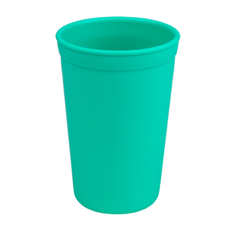 Single Re Play recycled plastic kids open top tumbler cup with a textured surface finish on a clean white background, available in Australia in aqua.