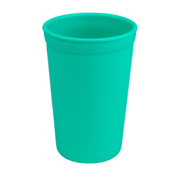 Single Re Play recycled plastic kids open top tumbler cup with a textured surface finish on a clean white background, available in Australia in aqua.