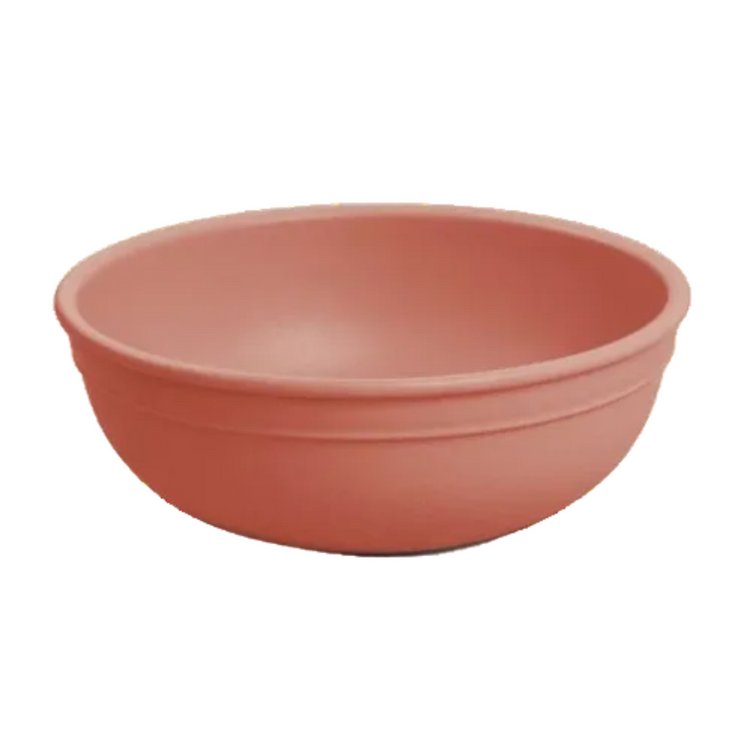 Single Re-Play recycled plastic large kids bowl with deep sloping walls on a clean white background, available in Australia in desert.