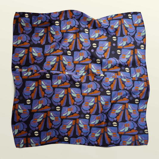 Flat unfolded sheet of Tribal Beats reusable fabric wrap. Zero-waste textile alternative to paper wrapping.