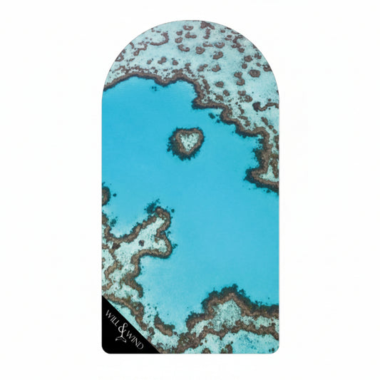 Will & Wind Heart Reef car seat towel. Eco friendly recycled plastic microfibre auto seat cover, fast shipping Australia.