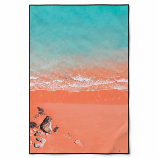 Will and Wind Kimberley towel. Aerial coastal design sandless quick dry towel, fast shipping Australia wide.