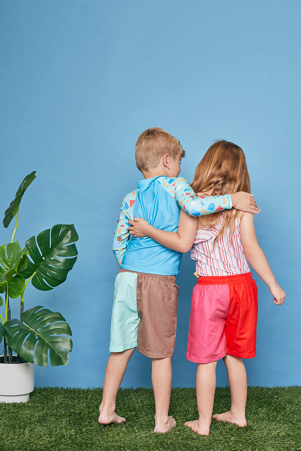 Kids Long Sleeve Rash Guard | Ocean Glass Aqua Green | Recycled Fabric | UPF 50+