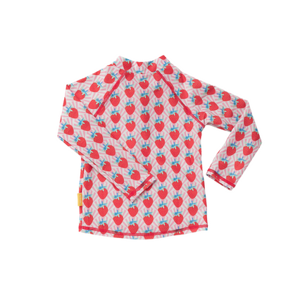 Kids Long Sleeve Rash Guard | Strawberry Sundae | Recycled Fabric | UPF 50+