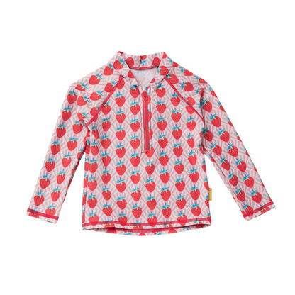 Kids Long Sleeve Rash Guard | Strawberry Sundae | Recycled Fabric | UPF 50+