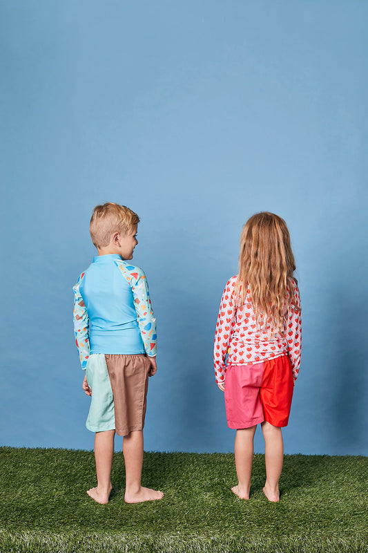 Kids Long Sleeve Rash Guard | Strawberry Sundae | Recycled Fabric | UPF 50+