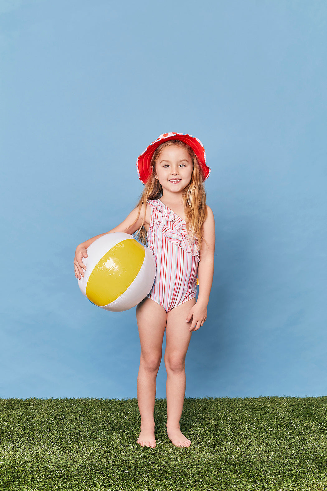 One-shoulder One-Piece Eco Swimsuit - Girls - Gelato Stripe