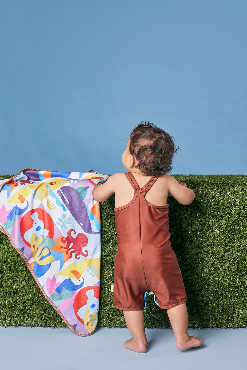 Kids Racer Back Kneesuit Zootie - Ocean Glass Green | Brown