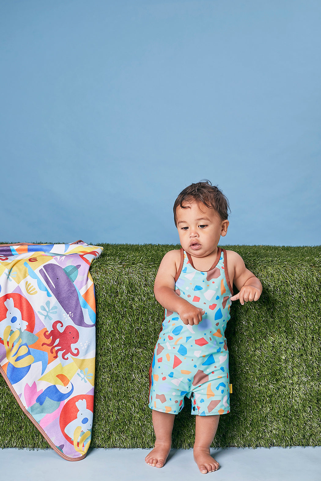 Kids Racer Back Kneesuit Zootie - Ocean Glass Green | Brown