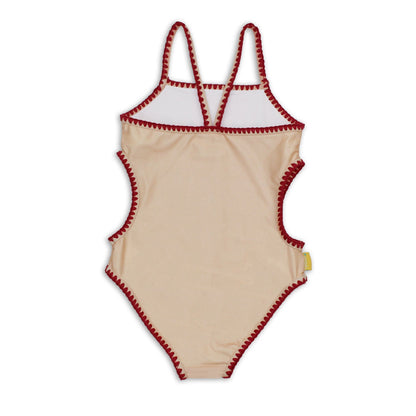 Kids Embroidered Swimsuit | Vanilla Fire Bird | Recycled Polyester | UPF 50+