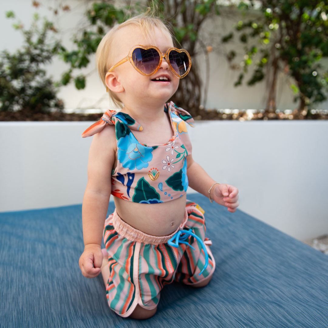 Kids Reversible Bikini Set | Phoenix Firebird / Serape Stripe | UPF 50+ Reversible Swimwear