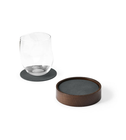 Oak Storage Box for Recycled Leather Coasters | Serve & Store