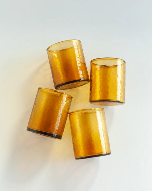 Drinking Glasses - Handblown Hammered - Set of 4