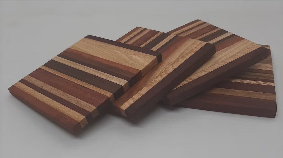 Hand-turned Recycled Timber Coasters | Set of 4 | One of a Kind
