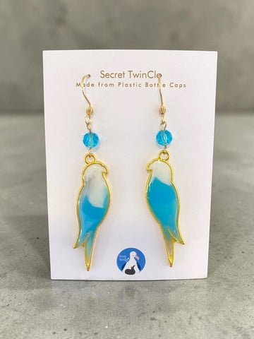 Bird Dangle Earrings│Recycled Bottle Caps│Handcrafted
