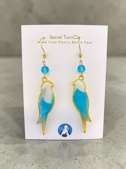 Bird Dangle Earrings│Recycled Bottle Caps│Handcrafted