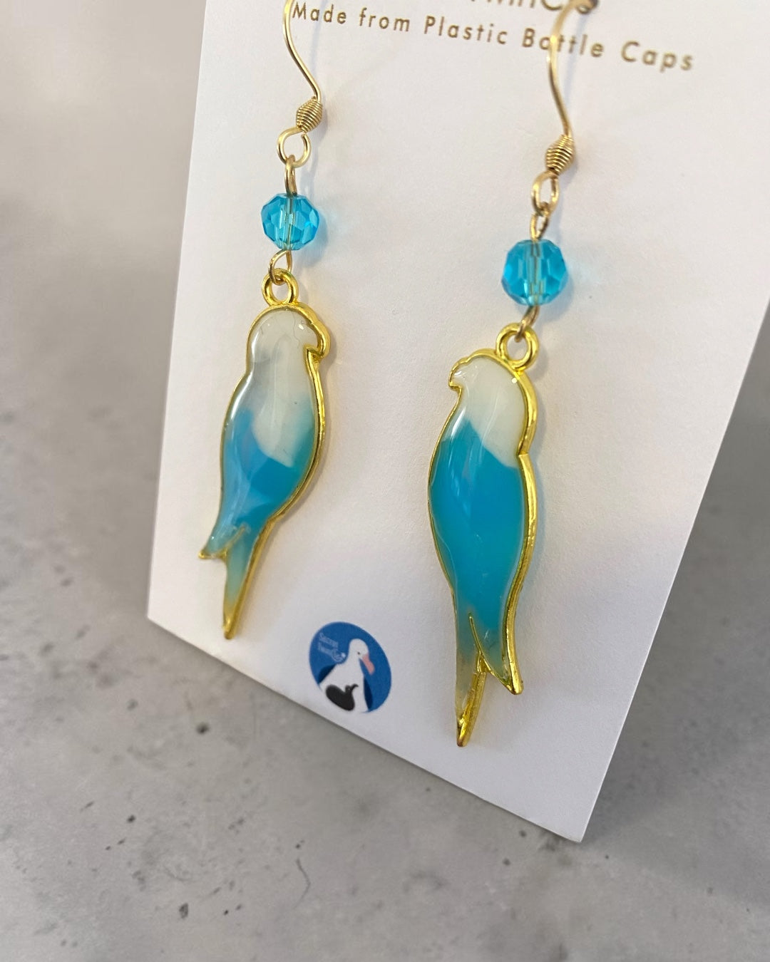 Bird Dangle Earrings│Recycled Bottle Caps│Handcrafted