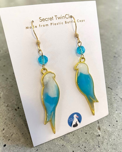 Bird Dangle Earrings│Recycled Bottle Caps│Handcrafted