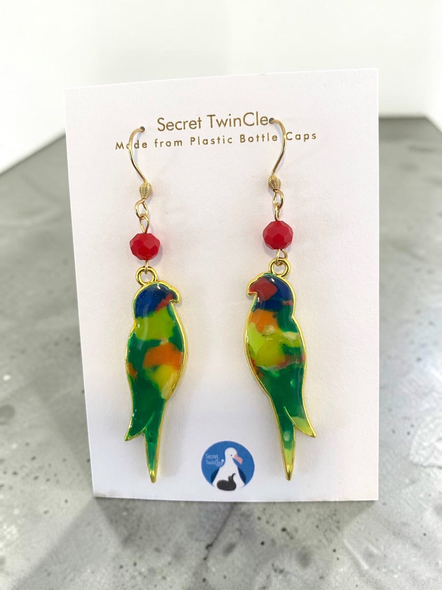 Bird Dangle Earrings│Recycled Bottle Caps│Handcrafted