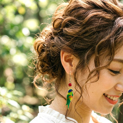 Bird Dangle Earrings│Recycled Bottle Caps│Handcrafted