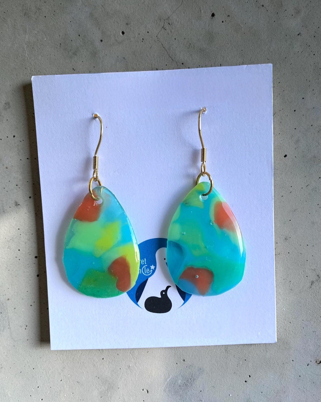 Drop Dangle Earrings│Recycled Bottle Caps│Clear Blue