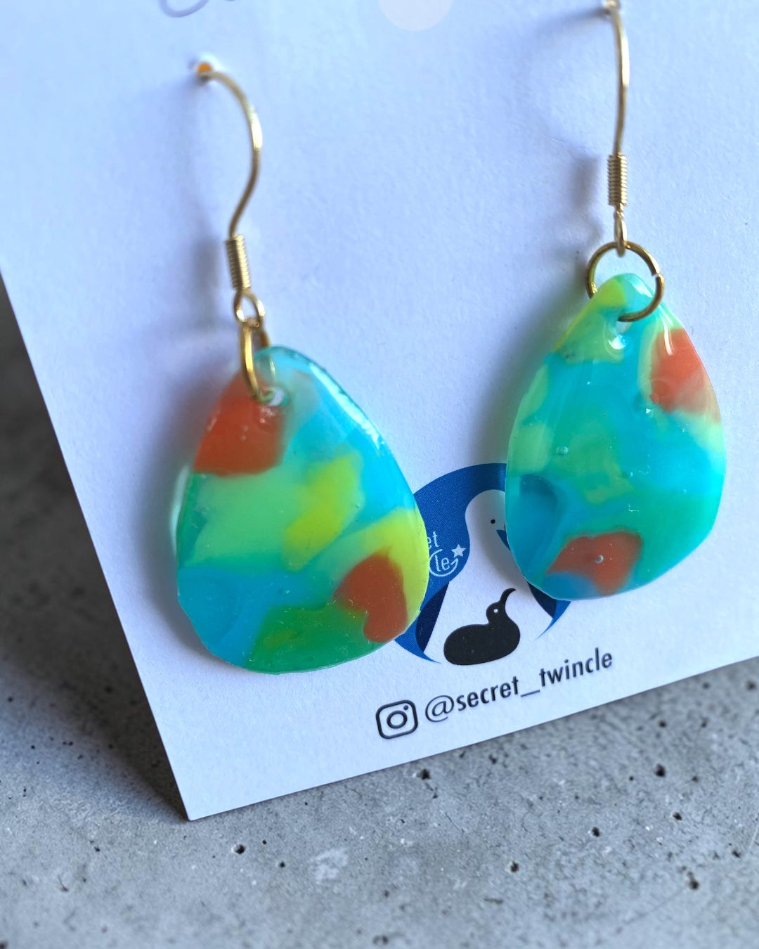Drop Dangle Earrings│Recycled Bottle Caps│Clear Blue