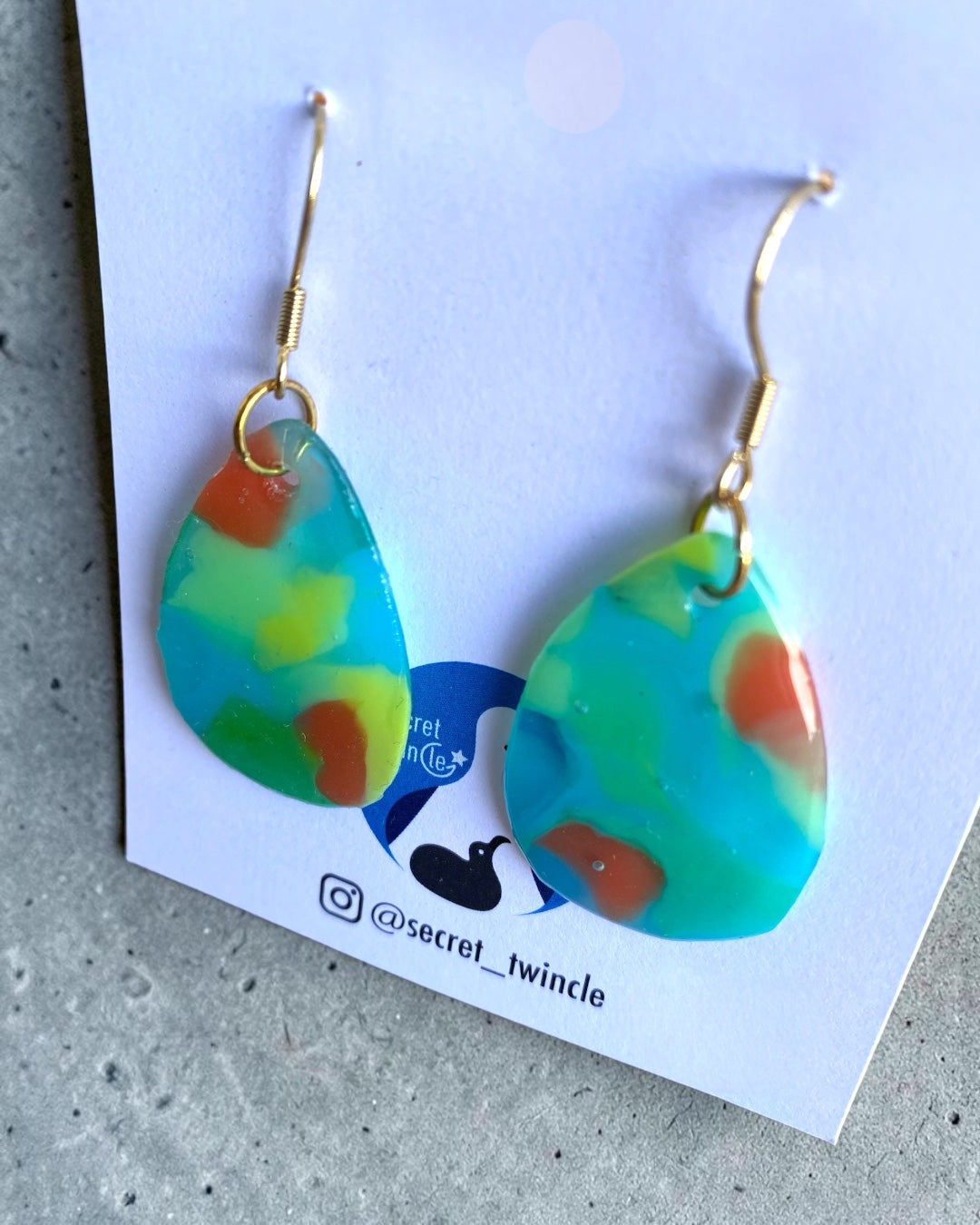 Drop Dangle Earrings│Recycled Bottle Caps│Clear Blue