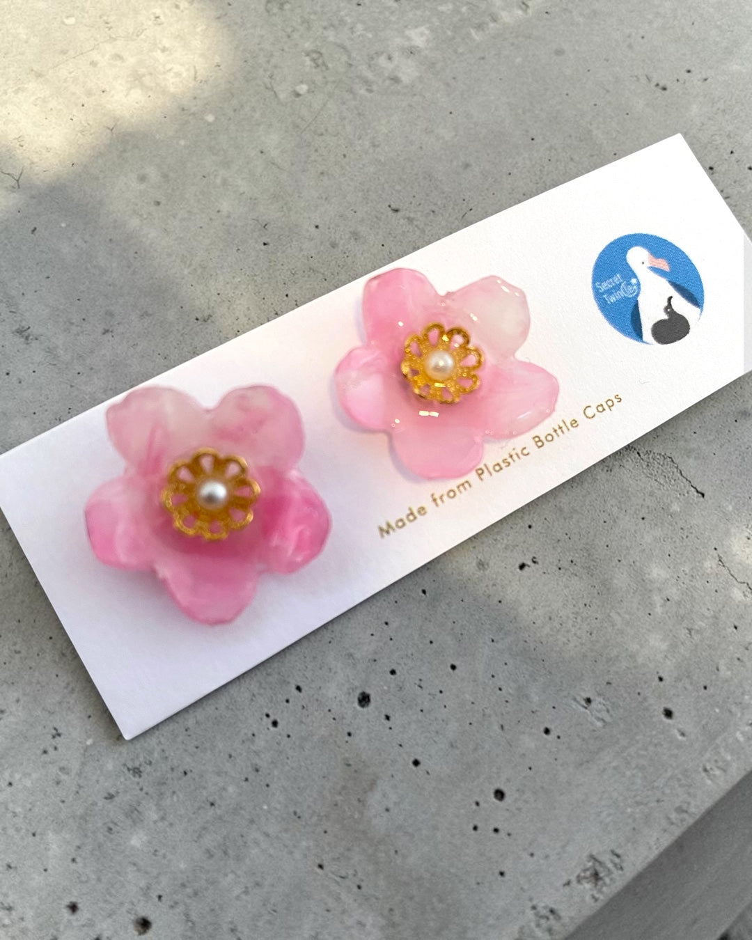 Sakura Stud Earrings│Recycled Bottle Caps│Floral 3D Form
