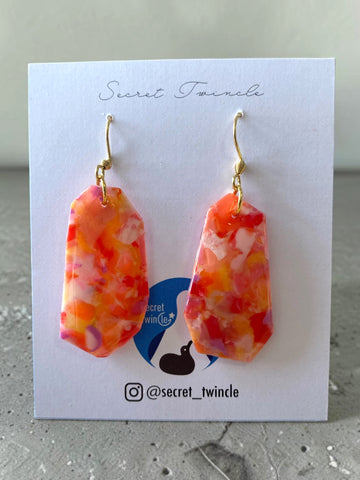 Full Bloom Dangle Earrings│Recycled Bottle Caps│Orange & Red