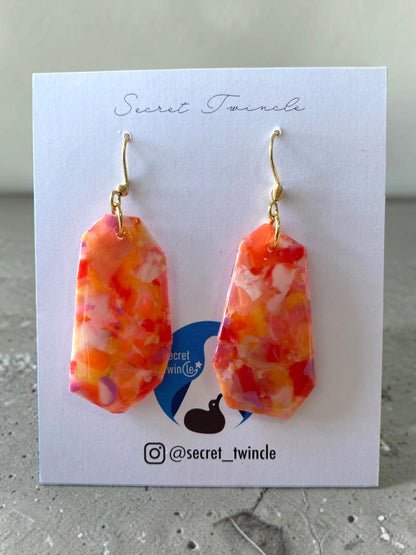 Full Bloom Dangle Earrings│Recycled Bottle Caps│Orange & Red