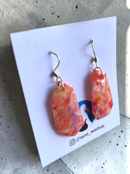 Full Bloom Dangle Earrings│Recycled Bottle Caps│Orange & Red