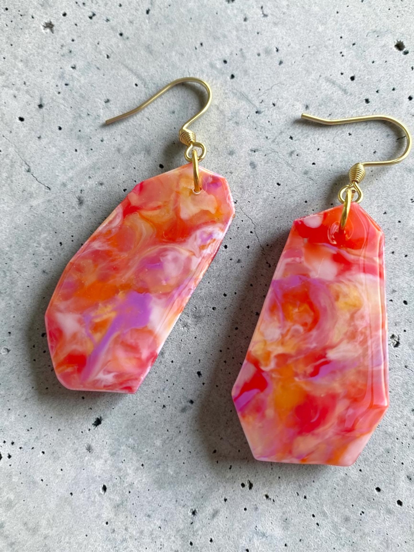Full Bloom Dangle Earrings│Recycled Bottle Caps│Orange & Red