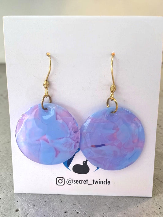 Round Dangle Earrings│Recycled Bottle Caps│Two Colours