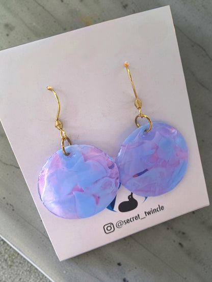 Round Dangle Earrings│Recycled Bottle Caps│Two Colours