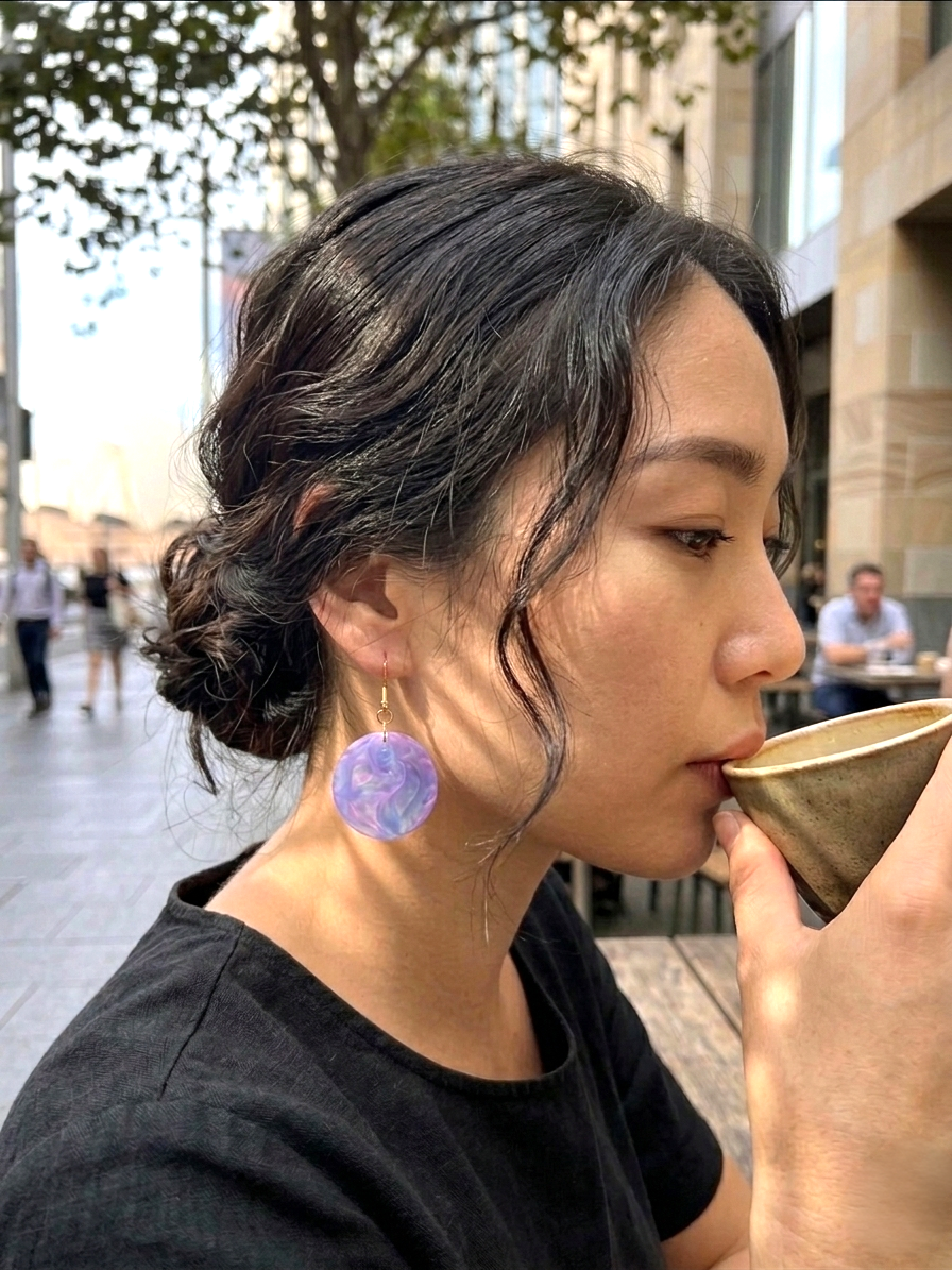 Round Dangle Earrings│Recycled Bottle Caps│Two Colours