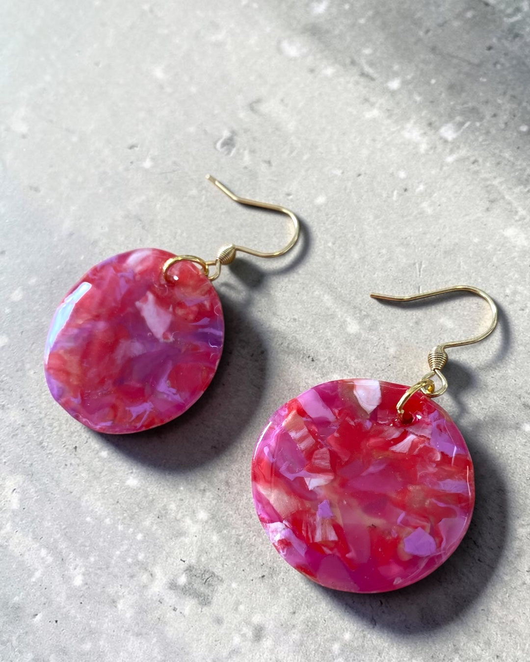 Round Dangle Earrings│Recycled Bottle Caps│Two Colours