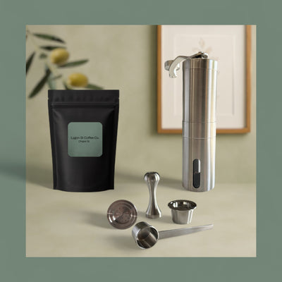Espressotoria Reusable Coffee Pods - Barista pack| Stainless Steel Capsules, Grinder & Accessories Kit