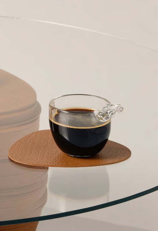 Recycled Leather Coaster 4pk - Curve | Buffalo | Handcrafted Denmark