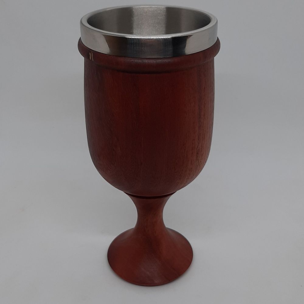 Hand-turned Timber Drinking Goblet | Stainless | Show-Stopping Gift