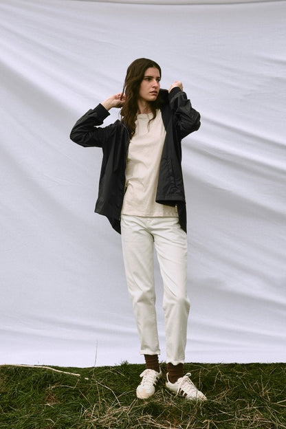 Womens 'Crop' Raincoat - Black