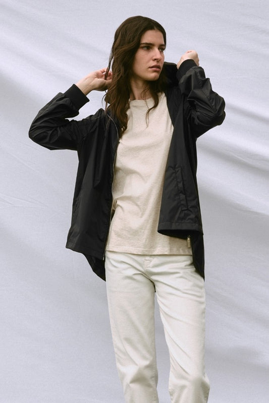 Womens 'Crop' Raincoat - Black