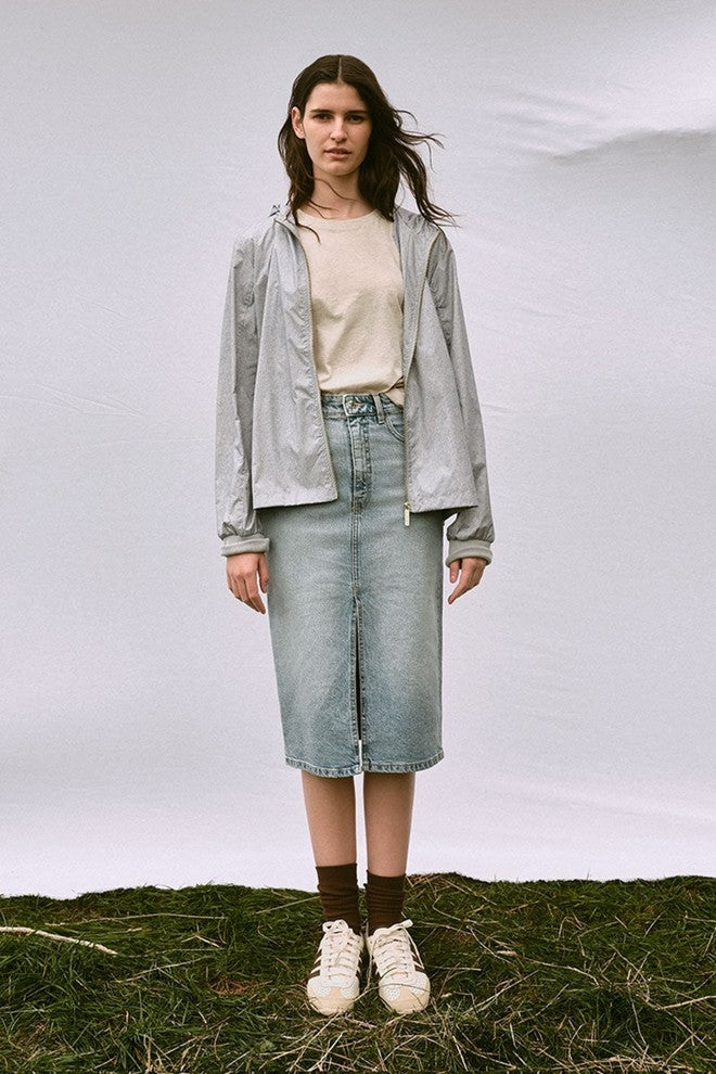 Womens 'Crop' Raincoat - Denim