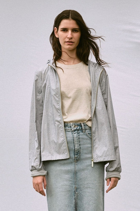 Womens 'Crop' Raincoat - Denim